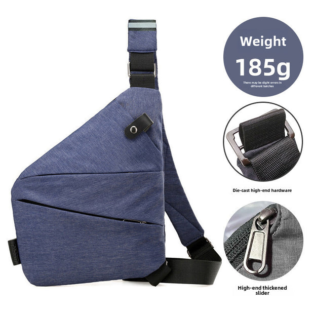 Right Shoulder Gun Bag Cross-border Wholesale Nylon Chest Bag Men's Lightweight Simple Large Capacity Messenger Bag Casual Close-fitting Shoulder Bag