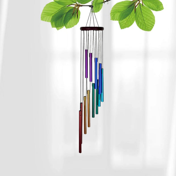 Explosions Metal Rotating Wind Chime Advanced Sense Step By Step Rise Aluminum Tube Tuning Wind Chime 12 Tube Rotating Solid Wood Aluminum Tube