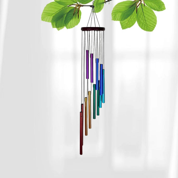 Explosions Metal Rotating Wind Chime Advanced Sense Step By Step Rise Aluminum Tube Tuning Wind Chime 12 Tube Rotating Solid Wood Aluminum Tube