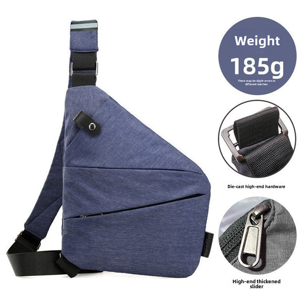 Right Shoulder Gun Bag Cross-border Wholesale Nylon Chest Bag Men's Lightweight Simple Large Capacity Messenger Bag Casual Close-fitting Shoulder Bag