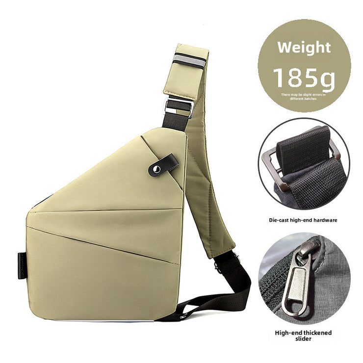 Right Shoulder Gun Bag Cross-border Wholesale Nylon Chest Bag Men's Lightweight Simple Large Capacity Messenger Bag Casual Close-fitting Shoulder Bag