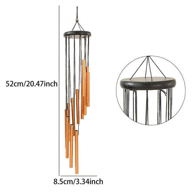 Explosions Metal Rotating Wind Chime Advanced Sense Step By Step Rise Aluminum Tube Tuning Wind Chime 12 Tube Rotating Solid Wood Aluminum Tube