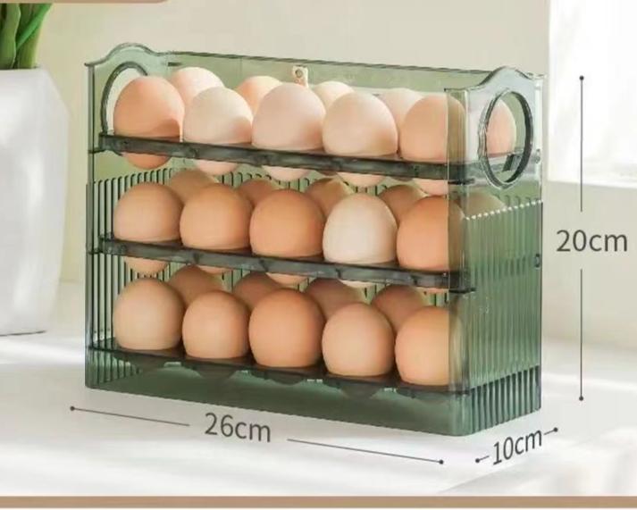 Egg Box Wholesale Automatic Rebound Refrigerator Side Door Three-layer Kitchen Multifunctional With Date Fresh-keeping Egg Storage Box