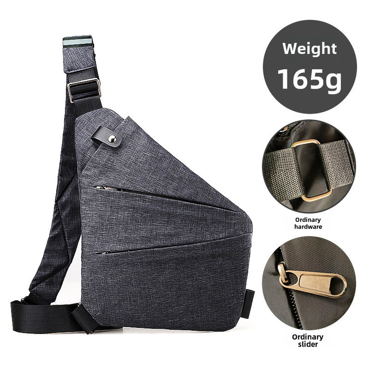 Right Shoulder Gun Bag Cross-border Wholesale Nylon Chest Bag Men's Lightweight Simple Large Capacity Messenger Bag Casual Close-fitting Shoulder Bag