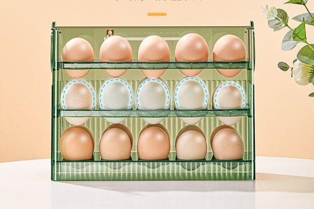 Egg Box Wholesale Automatic Rebound Refrigerator Side Door Three-layer Kitchen Multifunctional With Date Fresh-keeping Egg Storage Box