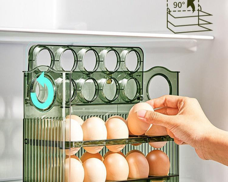 Egg Box Wholesale Automatic Rebound Refrigerator Side Door Three-layer Kitchen Multifunctional With Date Fresh-keeping Egg Storage Box