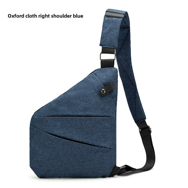 Right Shoulder Gun Bag Cross-border Wholesale Nylon Chest Bag Men's Lightweight Simple Large Capacity Messenger Bag Casual Close-fitting Shoulder Bag