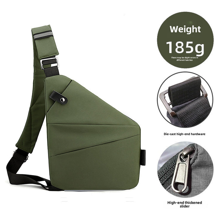 Right Shoulder Gun Bag Cross-border Wholesale Nylon Chest Bag Men's Lightweight Simple Large Capacity Messenger Bag Casual Close-fitting Shoulder Bag