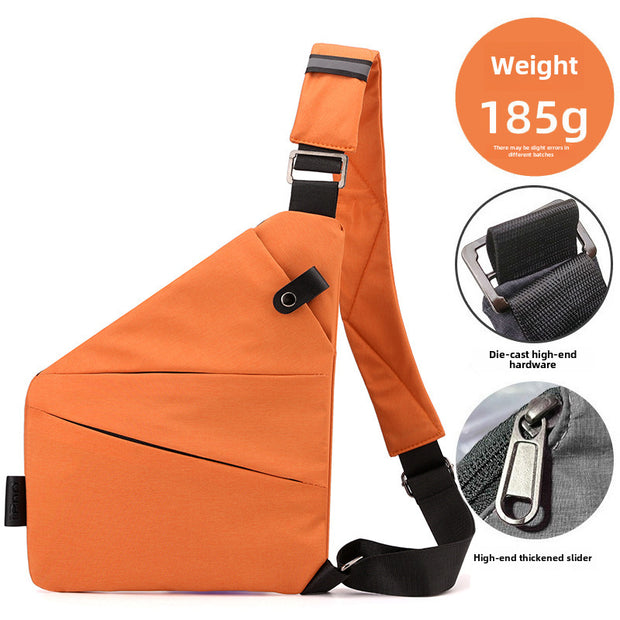 Right Shoulder Gun Bag Cross-border Wholesale Nylon Chest Bag Men's Lightweight Simple Large Capacity Messenger Bag Casual Close-fitting Shoulder Bag