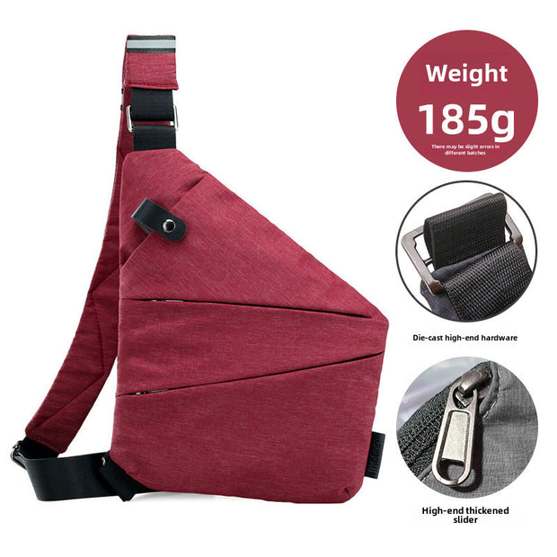 Right Shoulder Gun Bag Cross-border Wholesale Nylon Chest Bag Men's Lightweight Simple Large Capacity Messenger Bag Casual Close-fitting Shoulder Bag